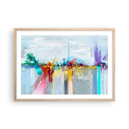 Pôster com moldura de carvalho claro - Ponte da alegria sobre o rio da vida - 70x50 cm