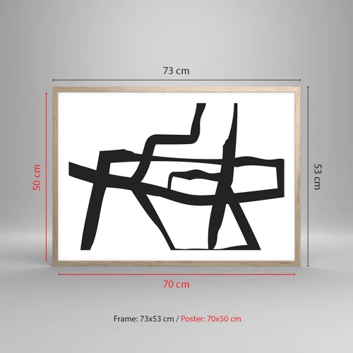 Pôster com moldura de carvalho claro - Projeto preto e branco - 70x50 cm