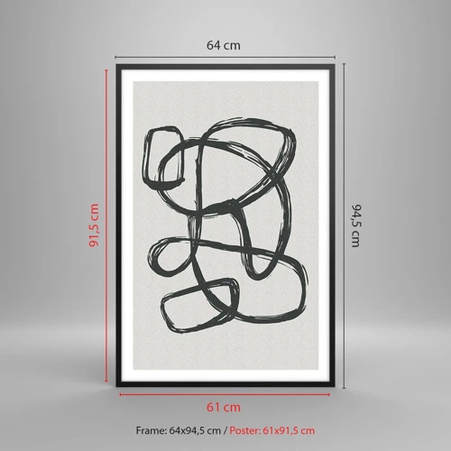 Pôster com moldura preta - Abstração em loop - 61x91 cm