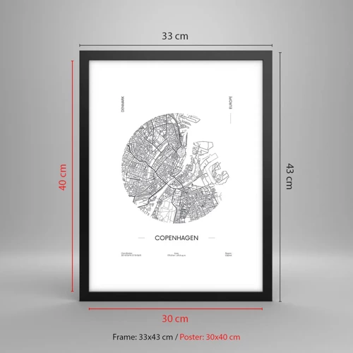 Pôster com moldura preta - Anatomia de Copenhague - 30x40 cm