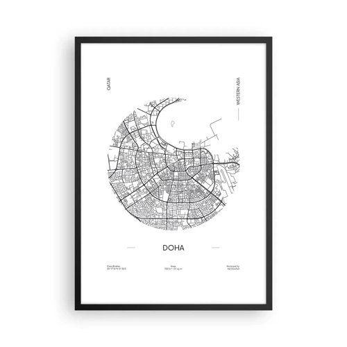 Pôster com moldura preta - Anatomia de Doha - 50x70 cm