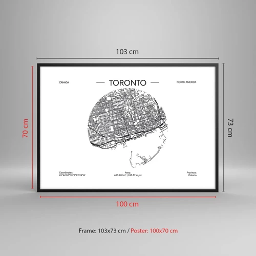 Pôster com moldura preta - Anatomia de Toronto - 100x70 cm