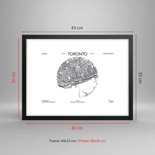 Pôster com moldura preta - Anatomia de Toronto - 40x30 cm