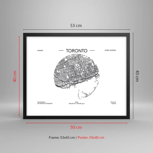 Pôster com moldura preta - Anatomia de Toronto - 50x40 cm