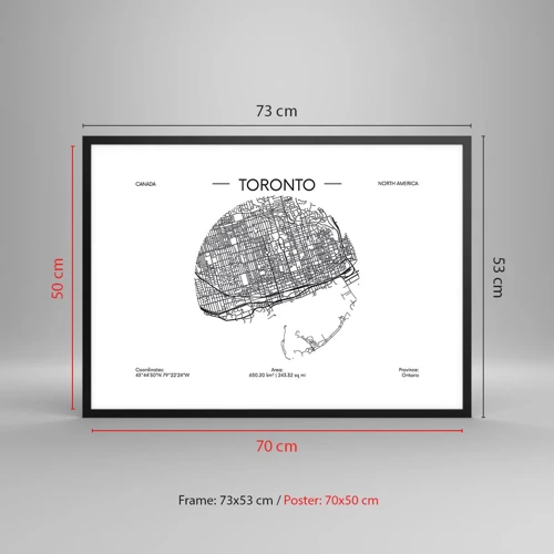 Pôster com moldura preta - Anatomia de Toronto - 70x50 cm