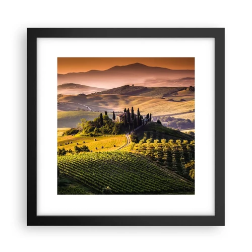 Pôster com moldura preta - Arcádia - Paisagem toscana - 30x30 cm