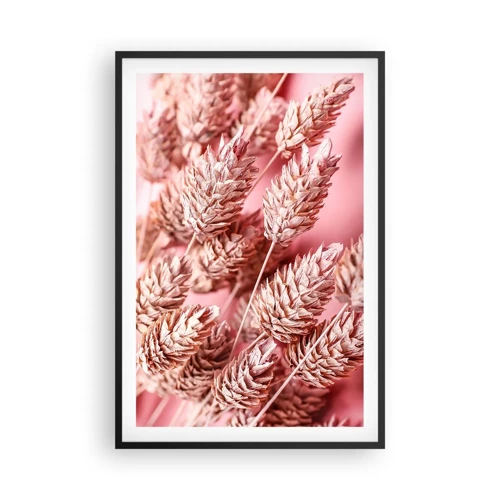 Pôster com moldura preta - Cascata floral em rosa - 61x91 cm