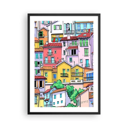 Pôster com moldura preta - Cidade divertida - 50x70 cm