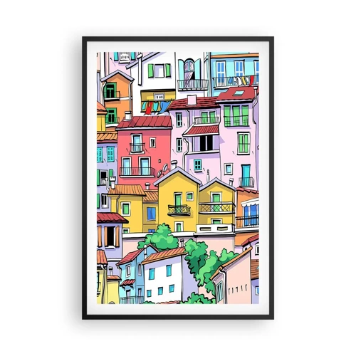 Pôster com moldura preta - Cidade divertida - 61x91 cm