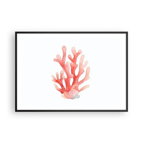 Pôster com moldura preta - Coral de cor coral - 100x70 cm