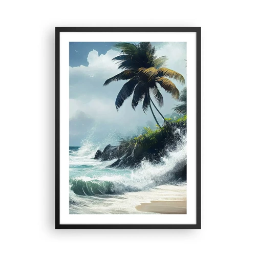 Pôster com moldura preta - Em uma costa tropical - 50x70 cm
