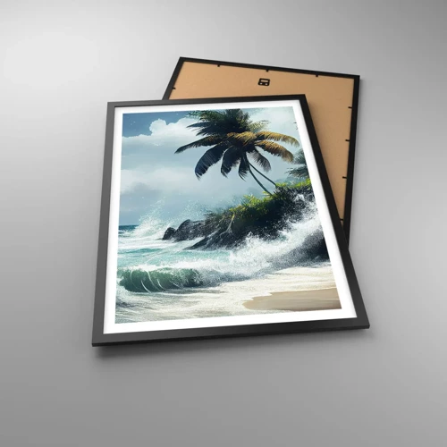 Pôster com moldura preta - Em uma costa tropical - 50x70 cm