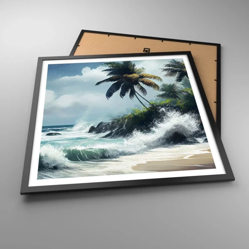 Pôster com moldura preta - Em uma costa tropical - 60x60 cm