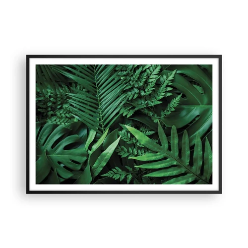 Pôster com moldura preta - Envolto em verde - 100x70 cm