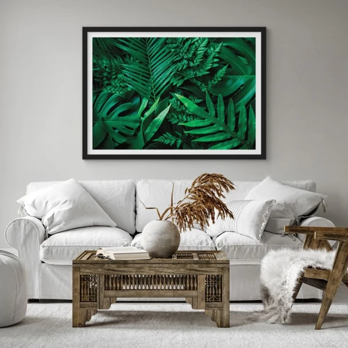 Pôster com moldura preta - Envolto em verde - 100x70 cm