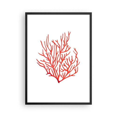 Pôster com moldura preta - Filigrana coral - 50x70 cm