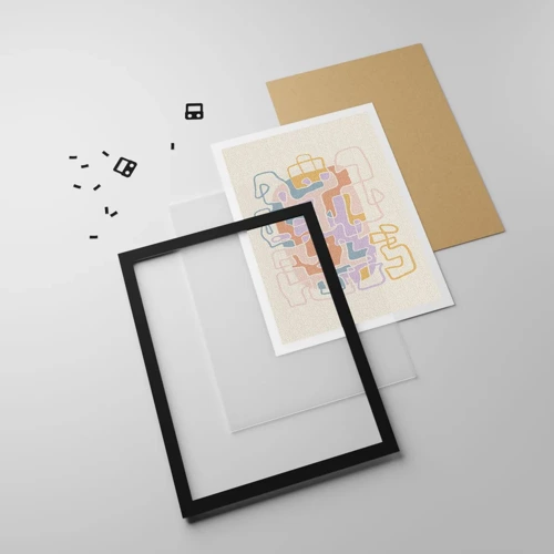 Pôster com moldura preta - Labirinto – uma aventura alegre - 50x70 cm