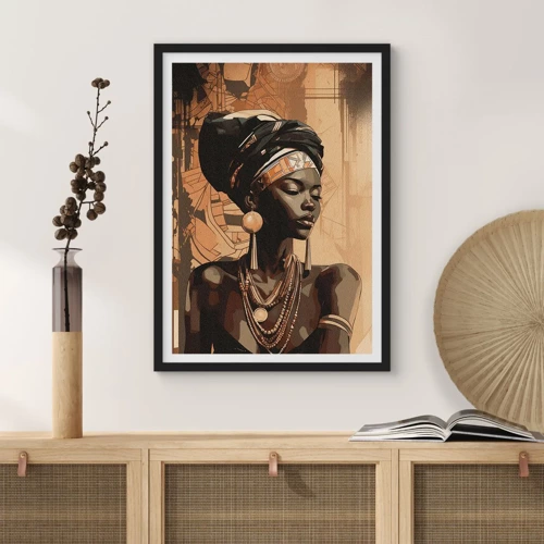 Pôster com moldura preta - Majestade africana - 50x70 cm