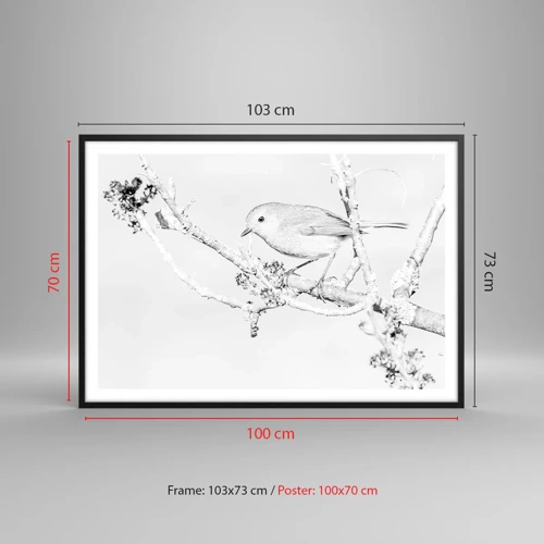 Pôster com moldura preta - Manhã de inverno - 100x70 cm