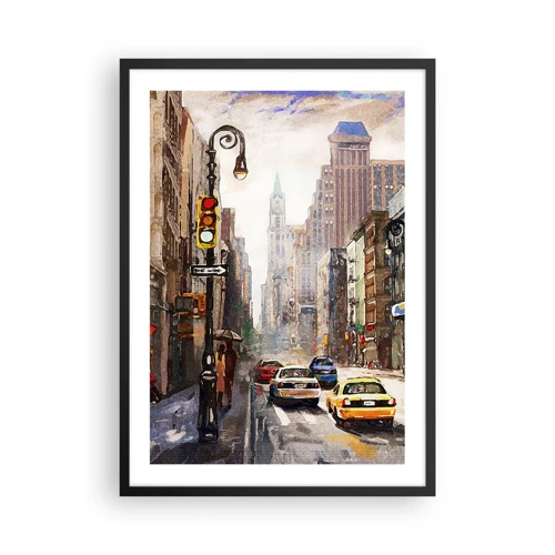 Pôster com moldura preta - Nova York – colorida também na chuva  - 50x70 cm