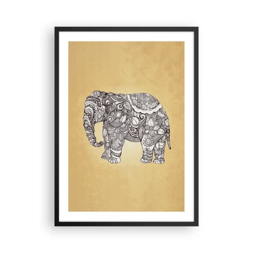 Pôster com moldura preta - O elefante se cobriu - 50x70 cm