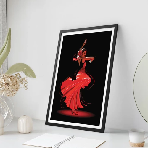 Pôster com moldura preta - O espírito ardente do flamenco - 50x70 cm