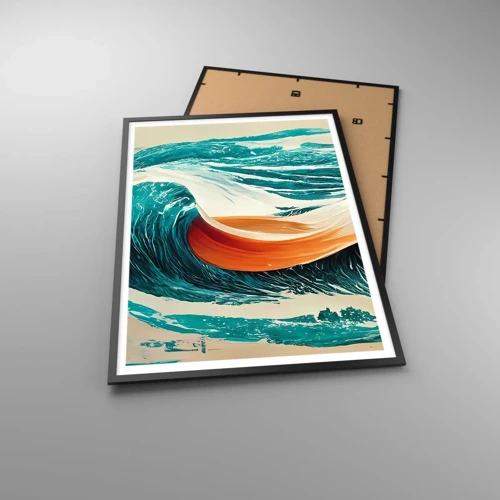 Pôster com moldura preta - O sonho de um surfista - 70x100 cm