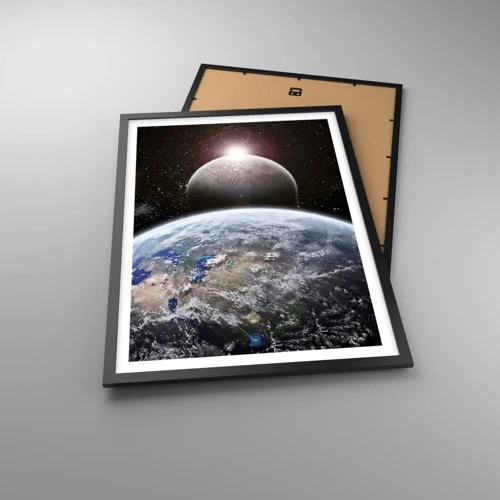 Pôster com moldura preta - Paisagem espacial - o nascer do sol - 50x70 cm
