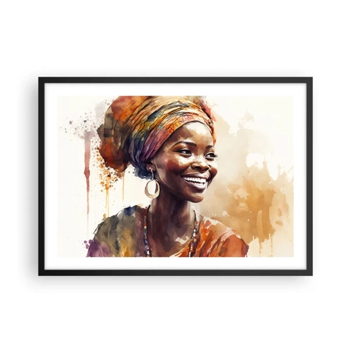 Pôster com moldura preta - Rainha africana - 70x50 cm