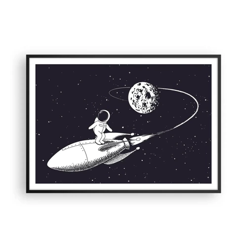 Pôster com moldura preta - Surfista espacial - 100x70 cm