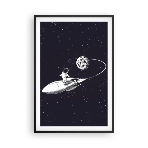 Pôster com moldura preta - Surfista espacial - 61x91 cm