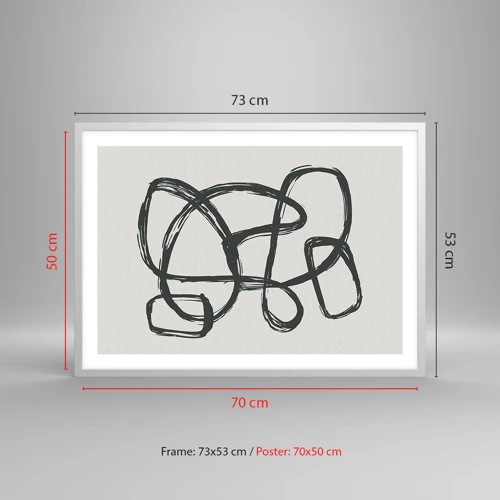 Pôster em moldura branca - Abstração em loop - 70x50 cm