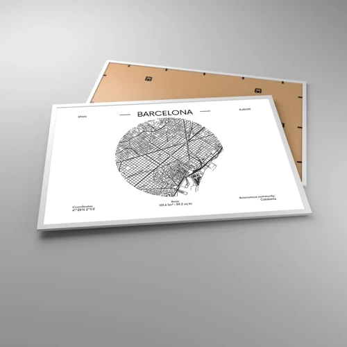 Pôster em moldura branca - Anatomia de Barcelona - 91x61 cm