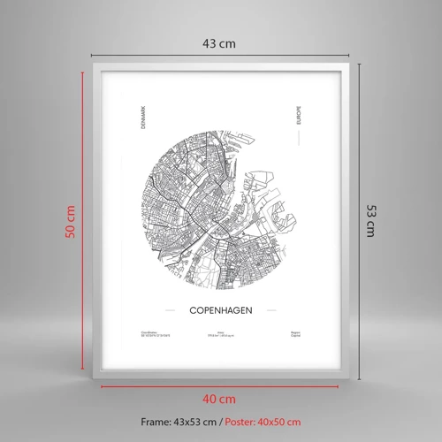Pôster em moldura branca - Anatomia de Copenhague - 40x50 cm
