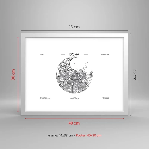 Pôster em moldura branca - Anatomia de Doha - 40x30 cm