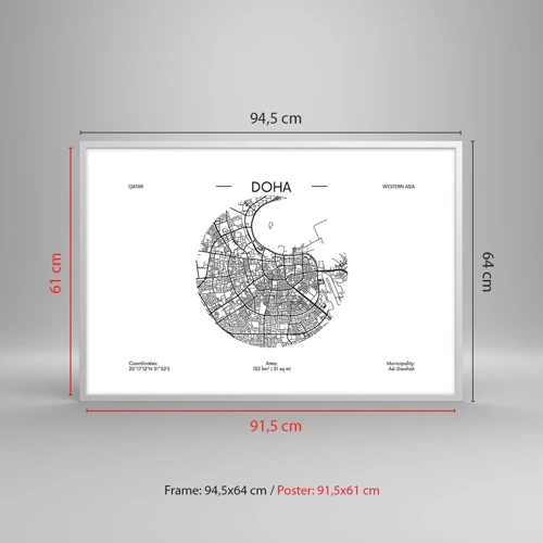 Pôster em moldura branca - Anatomia de Doha - 91x61 cm