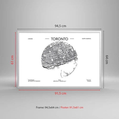 Pôster em moldura branca - Anatomia de Toronto - 91x61 cm