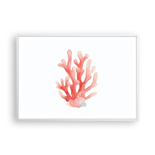 Pôster em moldura branca - Coral de cor coral - 100x70 cm