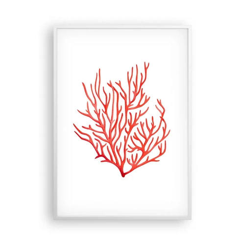 Pôster em moldura branca - Filigrana coral - 70x100 cm