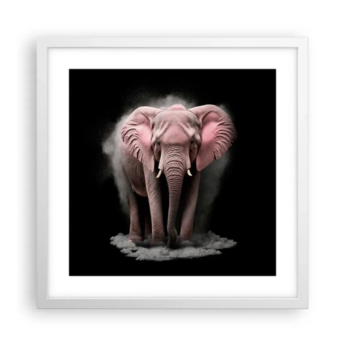 Pôster em moldura branca - Não pense em um elefante rosa! - 40x40 cm