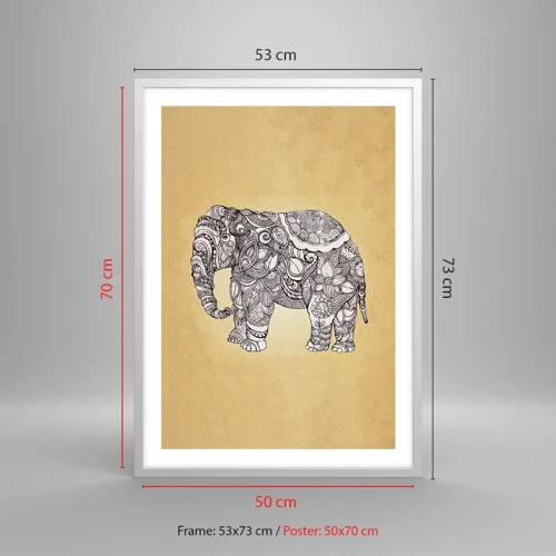 Pôster em moldura branca - O elefante se cobriu - 50x70 cm