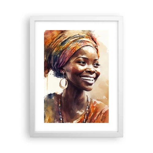 Pôster em moldura branca - Rainha africana - 30x40 cm