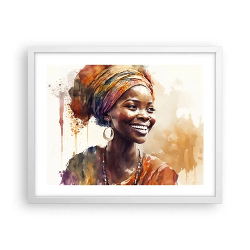 Pôster em moldura branca - Rainha africana - 50x40 cm