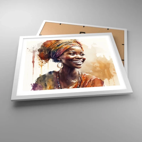 Pôster em moldura branca - Rainha africana - 50x40 cm