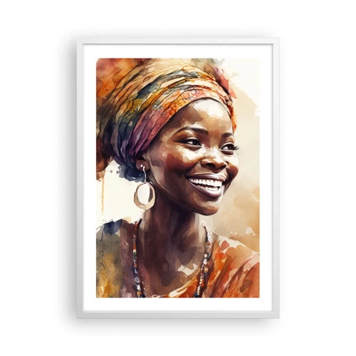 Pôster em moldura branca - Rainha africana - 50x70 cm