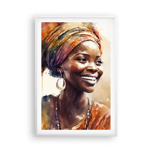 Pôster em moldura branca - Rainha africana - 61x91 cm