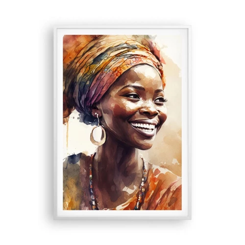 Pôster em moldura branca - Rainha africana - 70x100 cm