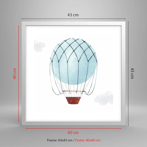 Pôster em moldura branca - Tudo nas nuvens - 40x40 cm