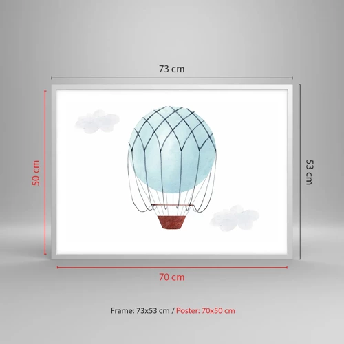 Pôster em moldura branca - Tudo nas nuvens - 70x50 cm