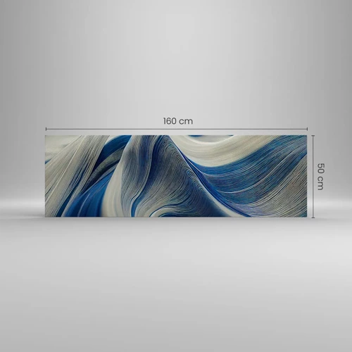 Quadro em tela - A fluidez do azul e do branco - 160x50 cm